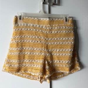 Etam Yellow and White Knit Women Vintage Beach Shorts